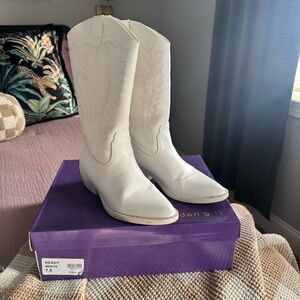 Madden Girl White Heeled Western Boots
